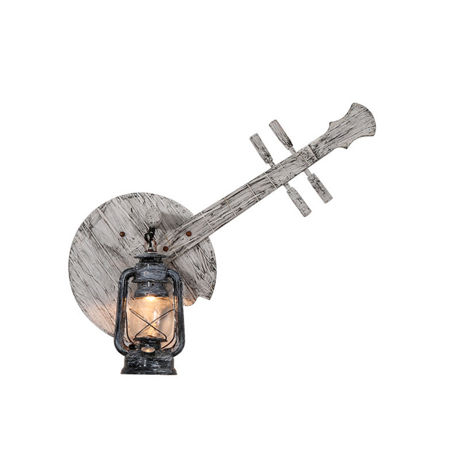 Grey Lantern Wall Mount Lighting Farmhouse Metal 1 Light Restaurant Sconce Lamp with Pipa Design Clearhalo 'Art deco wall lights' 'Cast Iron' 'Glass' 'Industrial wall lights' 'Industrial' 'Middle century wall lights' 'Modern' 'Rustic wall lights' 'Tiffany' 'Traditional wall lights' 'Wall Lamps & Sconces' 'Wall Lights' Lighting' 1788291