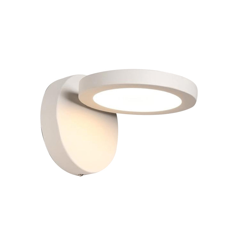 Acrylic Rotating Lens Wall Lighting Simplicity White/Black LED Sconce Light Fixture in Warm/White Light Clearhalo 'Cast Iron' 'Glass' 'Industrial' 'Modern wall lights' 'Modern' 'Tiffany' 'Traditional wall lights' 'Wall Lamps & Sconces' 'Wall Lights' Lighting' 1788418