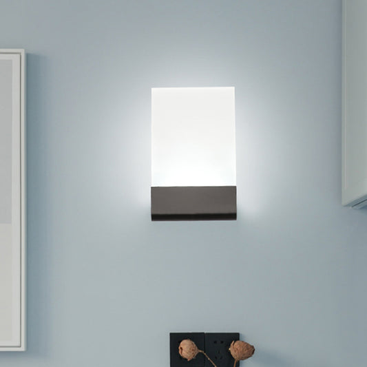 Rectangle Pad Wall Mount Light Minimalist Acrylic Black/White LED Sconce Lamp for Bedside, Warm/White Light Black Clearhalo 'Cast Iron' 'Glass' 'Industrial' 'Modern wall lights' 'Modern' 'Tiffany' 'Traditional wall lights' 'Wall Lamps & Sconces' 'Wall Lights' Lighting' 1788438