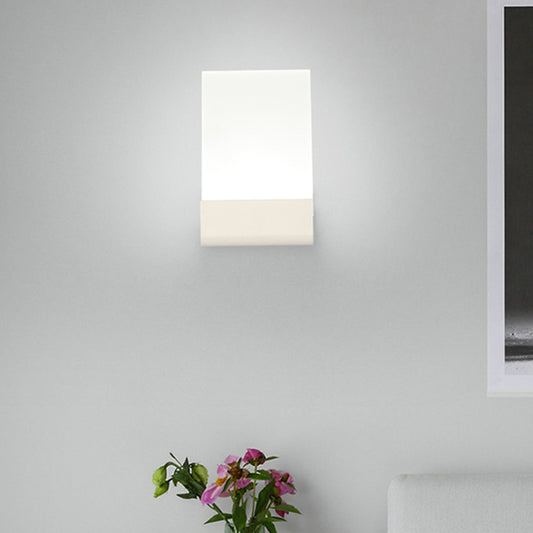 Rectangle Pad Wall Mount Light Minimalist Acrylic Black/White LED Sconce Lamp for Bedside, Warm/White Light White Clearhalo 'Cast Iron' 'Glass' 'Industrial' 'Modern wall lights' 'Modern' 'Tiffany' 'Traditional wall lights' 'Wall Lamps & Sconces' 'Wall Lights' Lighting' 1788444