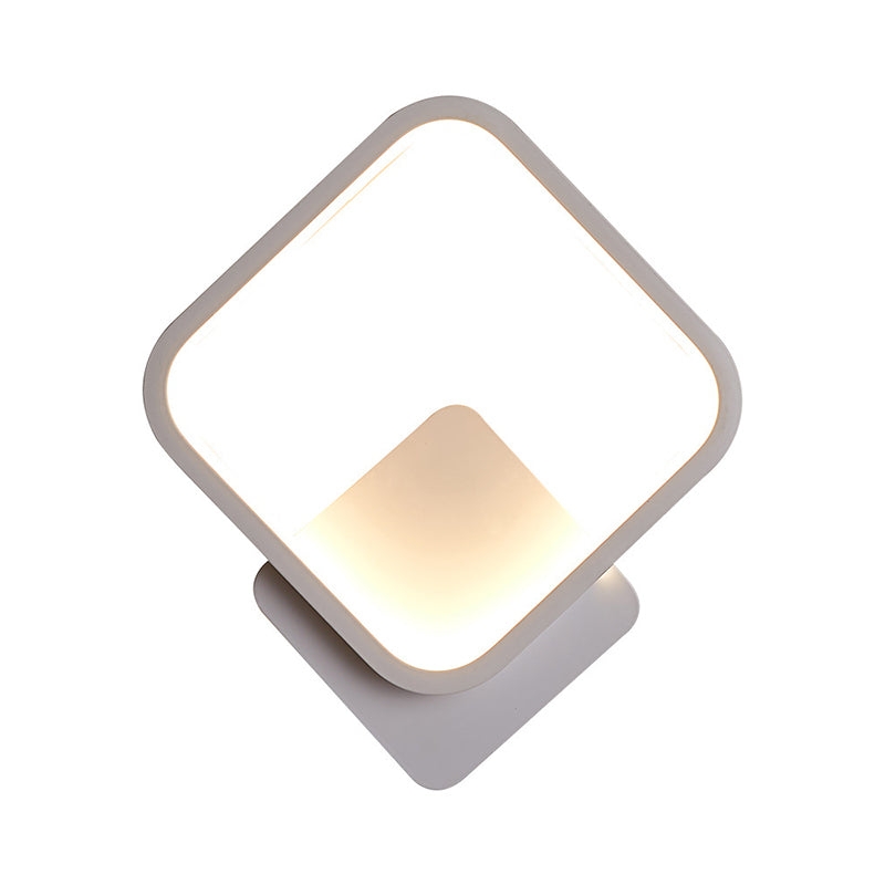 Fillet Square Ring Acrylic Sconce Light Simplicity White LED Wall Mounted Lamp in Warm/White Light, 10"/12" Wide Clearhalo 'Modern wall lights' 'Modern' 'Wall Lamps & Sconces' 'Wall Lights' Lighting' 1788465