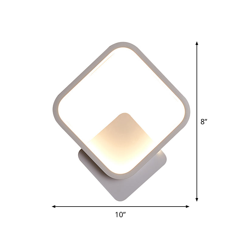 Fillet Square Ring Acrylic Sconce Light Simplicity White LED Wall Mounted Lamp in Warm/White Light, 10"/12" Wide Clearhalo 'Modern wall lights' 'Modern' 'Wall Lamps & Sconces' 'Wall Lights' Lighting' 1788466