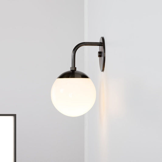 Black Bowed Small Sconce Lamp Simple Single Opaline Matte Glass Wall Mount Light Fixture Black Clearhalo 'Cast Iron' 'Glass' 'Industrial' 'Modern wall lights' 'Modern' 'Tiffany' 'Traditional wall lights' 'Wall Lamps & Sconces' 'Wall Lights' Lighting' 1788539