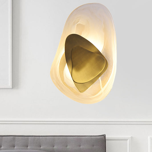 Clear Glass Rock Surface Wall Sconce Minimalist Creative Black/Gold LED Flush Mount for Dining Room Clearhalo 'Cast Iron' 'Glass' 'Industrial' 'Modern wall lights' 'Modern' 'Tiffany' 'Traditional wall lights' 'Wall Lamps & Sconces' 'Wall Lights' Lighting' 1788596