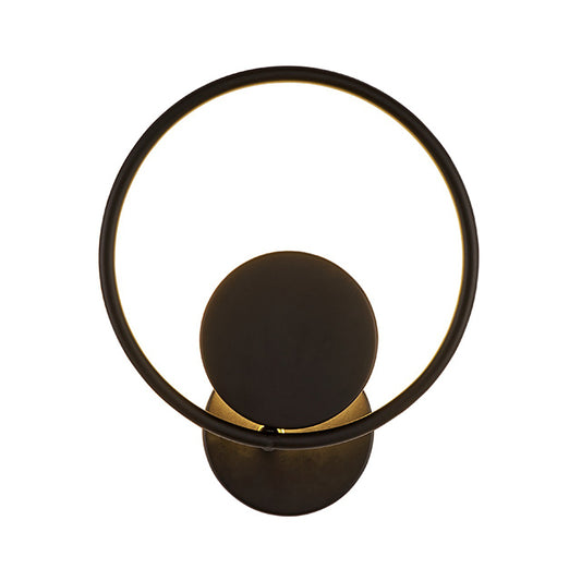 Halo Ring Metallic Sconce Light Minimalist Black Integrated LED Wall Mounted Lamp in Warm/White Light Clearhalo 'Modern wall lights' 'Modern' 'Wall Lamps & Sconces' 'Wall Lights' Lighting' 1788974