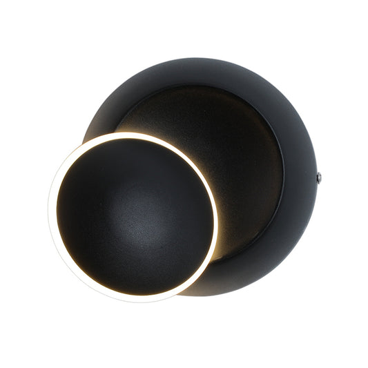 Black/White Rotating Ellipse Wall Lamp Modern Novelty Iron LED Surface Wall Sconce with Simulated Eclipse Design Clearhalo 'Cast Iron' 'Glass' 'Industrial' 'Modern wall lights' 'Modern' 'Tiffany' 'Traditional wall lights' 'Wall Lamps & Sconces' 'Wall Lights' Lighting' 1788985