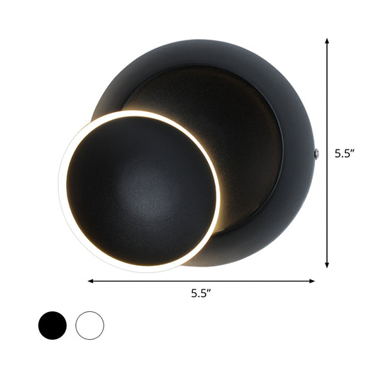 Black/White Rotating Ellipse Wall Lamp Modern Novelty Iron LED Surface Wall Sconce with Simulated Eclipse Design Clearhalo 'Cast Iron' 'Glass' 'Industrial' 'Modern wall lights' 'Modern' 'Tiffany' 'Traditional wall lights' 'Wall Lamps & Sconces' 'Wall Lights' Lighting' 1788986