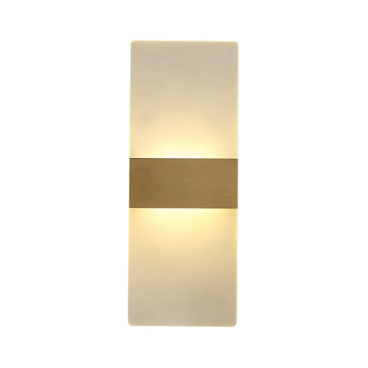 Rectangular Flush Wall Sconce Minimalist Acrylic Bedside Wall Lamp with Gold Band, Warm/White Light Clearhalo 'Modern wall lights' 'Modern' 'Wall Lamps & Sconces' 'Wall Lights' Lighting' 1789029