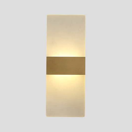 Rectangular Flush Wall Sconce Minimalist Acrylic Bedside Wall Lamp with Gold Band, Warm/White Light Clearhalo 'Modern wall lights' 'Modern' 'Wall Lamps & Sconces' 'Wall Lights' Lighting' 1789030