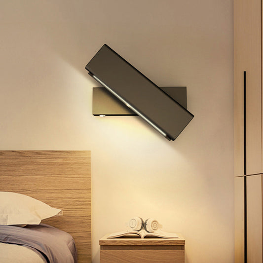 Rotatable Cuboidal LED Sconce Lamp Modern Aluminum Black/White-Wood Wall Mounted Lighting in Warm/White Light Clearhalo 'Cast Iron' 'Glass' 'Industrial' 'Modern wall lights' 'Modern' 'Tiffany' 'Traditional wall lights' 'Wall Lamps & Sconces' 'Wall Lights' Lighting' 1789032