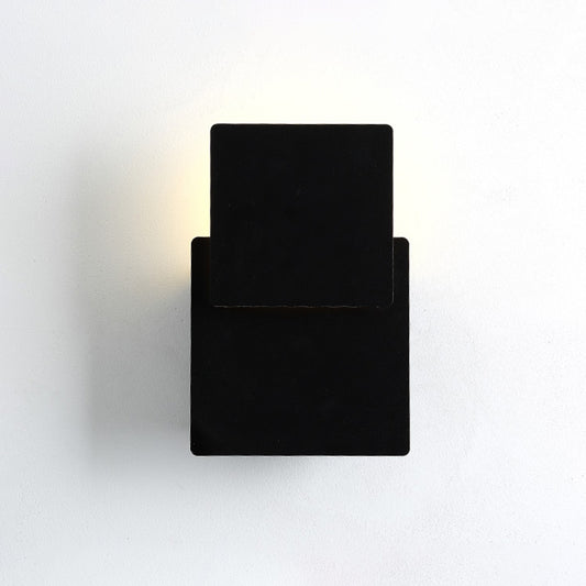 Iron Moveable Shade Square Wall Lamp Minimalism Novelty Black/White LED Sconce Lighting in Warm/White Light Clearhalo 'Cast Iron' 'Glass' 'Industrial' 'Modern wall lights' 'Modern' 'Tiffany' 'Traditional wall lights' 'Wall Lamps & Sconces' 'Wall Lights' Lighting' 1789054