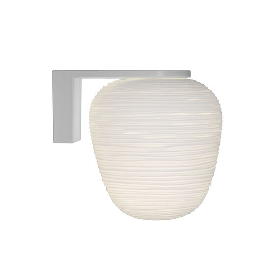 Milky Ribbed Glass Ovoid Sconce Ideas Simple 1-Light White Wall Mounted Lighting with Arm Clearhalo 'Cast Iron' 'Glass' 'Industrial' 'Modern wall lights' 'Modern' 'Tiffany' 'Traditional wall lights' 'Wall Lamps & Sconces' 'Wall Lights' Lighting' 1789101