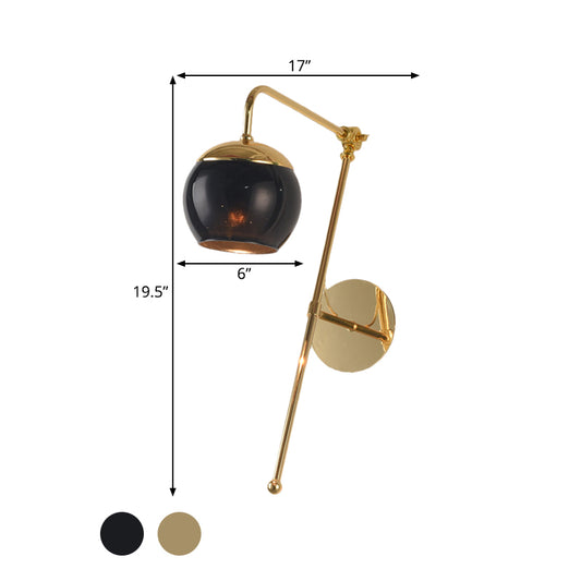 Postmodern Persimmon Swing Arm Wall Light Black/Clear Glass 1-Light Office Sconce Lighting in Gold Clearhalo 'Cast Iron' 'Glass' 'Industrial' 'Modern wall lights' 'Modern' 'Tiffany' 'Traditional wall lights' 'Wall Lamps & Sconces' 'Wall Lights' Lighting' 1789113