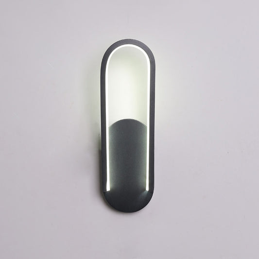 Black/White Sloped Half-Oblong Sconce Minimalist Acrylic LED Wall Mounted Light in Warm/White Light for Parlor Clearhalo 'Cast Iron' 'Glass' 'Industrial' 'Modern wall lights' 'Modern' 'Tiffany' 'Traditional wall lights' 'Wall Lamps & Sconces' 'Wall Lights' Lighting' 1789175