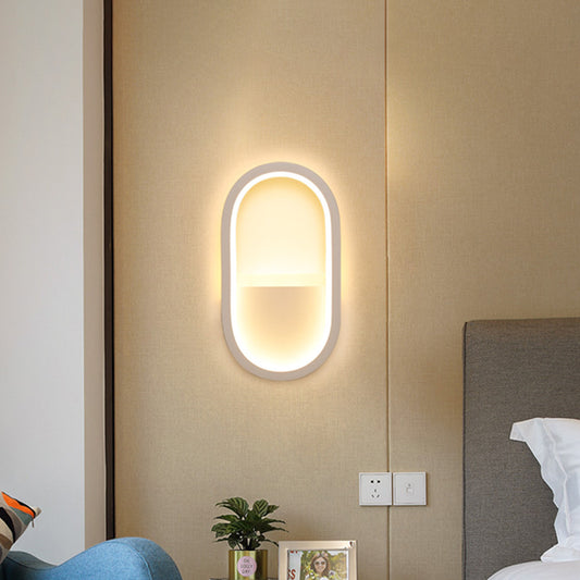 Aluminum Ellipse Mini Wall Lamp Simplicity White/Black LED Sconce Light Fixture in Warm/White Light Clearhalo 'Cast Iron' 'Glass' 'Industrial' 'Modern wall lights' 'Modern' 'Tiffany' 'Traditional wall lights' 'Wall Lamps & Sconces' 'Wall Lights' Lighting' 1789186