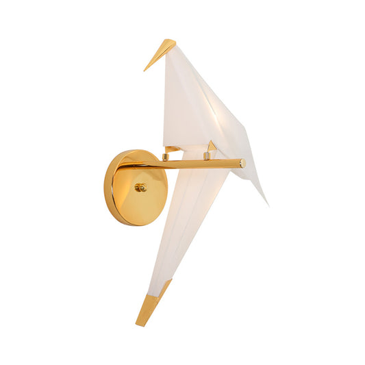 Origami Bird LED Wall Light Fixture Designer Acrylic Bedroom Sconce Lighting in Gold, Warm/White Light Clearhalo 'Cast Iron' 'Glass' 'Industrial' 'Modern wall lights' 'Modern' 'Tiffany' 'Traditional wall lights' 'Wall Lamps & Sconces' 'Wall Lights' Lighting' 1789202