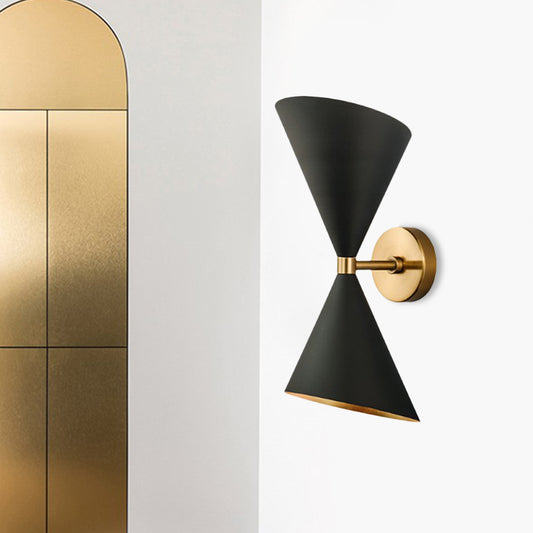 Mid-Century 2 Bulbs Wall Lamp Metal Black-Gold Deformed Cocktail Shaker Sconce Light Black Clearhalo 'Cast Iron' 'Glass' 'Industrial' 'Modern wall lights' 'Modern' 'Tiffany' 'Traditional wall lights' 'Wall Lamps & Sconces' 'Wall Lights' Lighting' 1789449