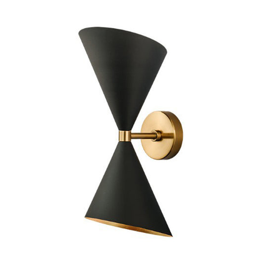 Mid-Century 2 Bulbs Wall Lamp Metal Black-Gold Deformed Cocktail Shaker Sconce Light Clearhalo 'Cast Iron' 'Glass' 'Industrial' 'Modern wall lights' 'Modern' 'Tiffany' 'Traditional wall lights' 'Wall Lamps & Sconces' 'Wall Lights' Lighting' 1789451
