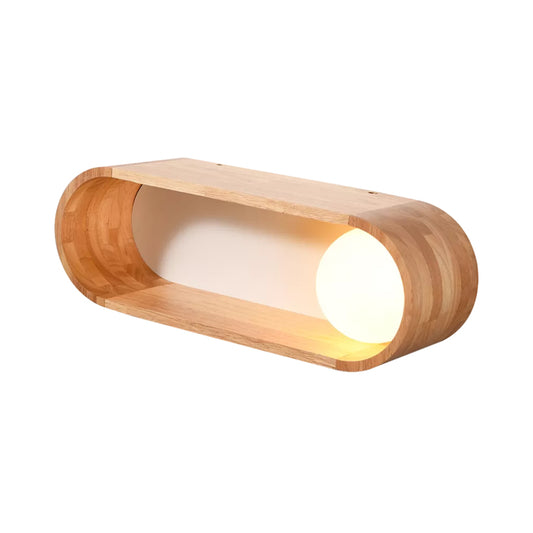 Fillet/Right Angle Rectangle Wall Lamp Nordic Wood 1 Head Bedside Flush Mount Wall Sconce with Rack Function Clearhalo 'Modern wall lights' 'Modern' 'Wall Lamps & Sconces' 'Wall Lights' Lighting' 1789523