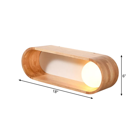 Fillet/Right Angle Rectangle Wall Lamp Nordic Wood 1 Head Bedside Flush Mount Wall Sconce with Rack Function Clearhalo 'Modern wall lights' 'Modern' 'Wall Lamps & Sconces' 'Wall Lights' Lighting' 1789525