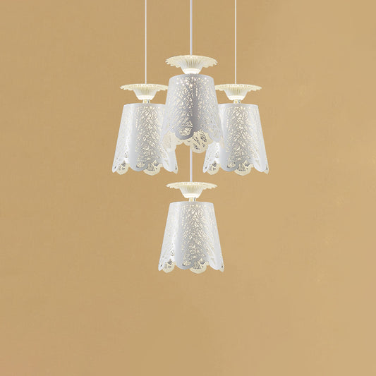 Iron Scalloped Cup Shape Ceiling Lamp Simple 4 Bulbs White Cluster Pendant Light for Dinning Room Clearhalo 'Ceiling Lights' 'Modern Pendants' 'Modern' 'Pendant Lights' 'Pendants' Lighting' 1789628