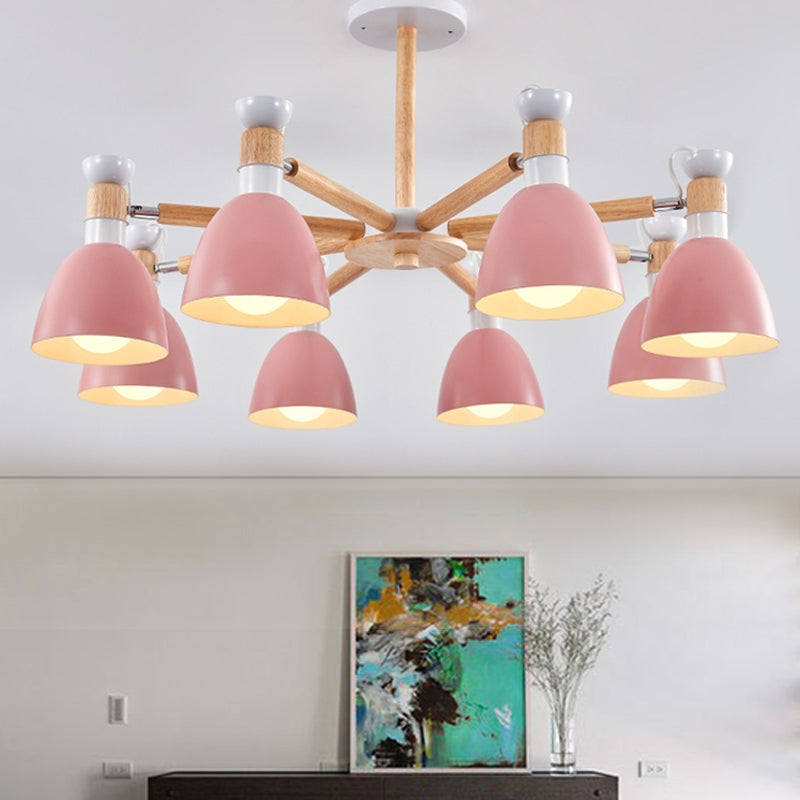 Macaroon Horn Shape Hanging Chandelier Metal Hanging Pendant for Living Room Clearhalo 'Ceiling Lights' 'Chandeliers' Lighting' options 1791039
