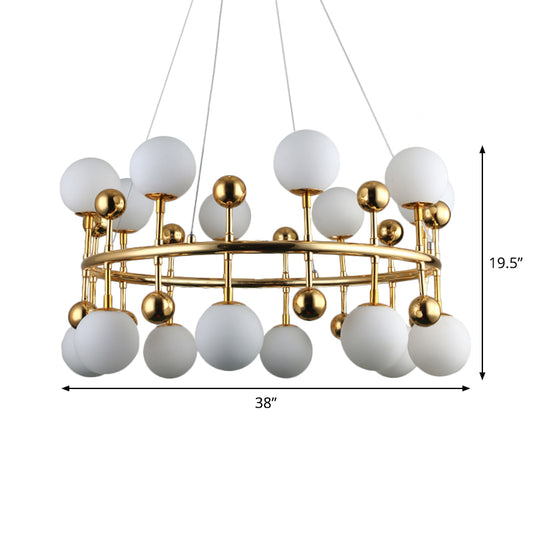 Metallic Ring Suspension Light with Sphere Shade Modern Chandelier in Gold for Hotel Villa Clearhalo 'Ceiling Lights' 'Chandeliers' 'Glass shade' 'Glass' 'Modern Chandeliers' 'Modern' Lighting' 1791114