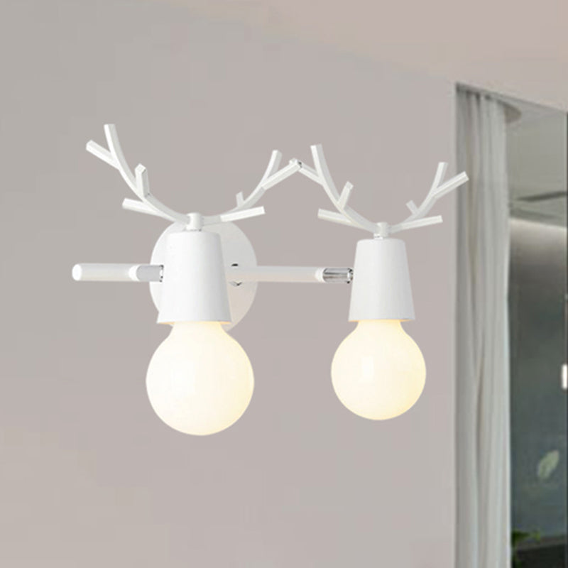 Modern Monochrome Wall Light Antlers 2 Lights Metal Sconce Light for Foyer Kindergarten White Clearhalo 'Wall Lamps & Sconces' 'Wall Lights' Lighting' 1791236