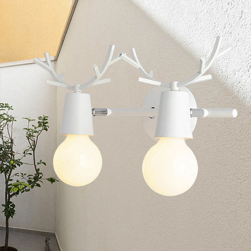 Modern Monochrome Wall Light Antlers 2 Lights Metal Sconce Light for Foyer Kindergarten Clearhalo 'Wall Lamps & Sconces' 'Wall Lights' Lighting' 1791237