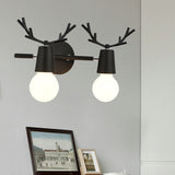 Modern Monochrome Wall Light Antlers 2 Lights Metal Sconce Light for Foyer Kindergarten Clearhalo 'Wall Lamps & Sconces' 'Wall Lights' Lighting' 1791239