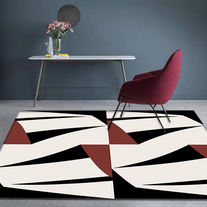 Black and Red Colorblock Rug Polyester Modern Rug Pet Friendly Washable Non-Slip Area Rug for Bedroom Clearhalo 'Area Rug' 'Modern' 'Rugs' Rug' 1792256