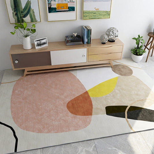 Multicolor Study Rug Modernist Colorblock Rug Polyester Washable Anti-Slip Backing Pet Friendly Carpet Light Pink Clearhalo 'Area Rug' 'Modern' 'Rugs' Rug' 1792270