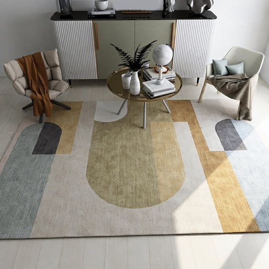 Contemporary Colorblock Rug Multicolor Polyester Rug Non-Slip Pet Friendly Washable Carpet for Living Room Beige Clearhalo 'Area Rug' 'Modern' 'Rugs' Rug' 1792279