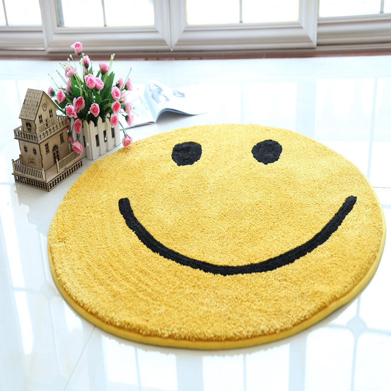 Yellow Emoji Pattern Rug Polyester Modern Rug Pet Friendly Washable Non-Slip Area Rug for Bedroom Yellow Clearhalo 'Area Rug' 'Rug' 1792293