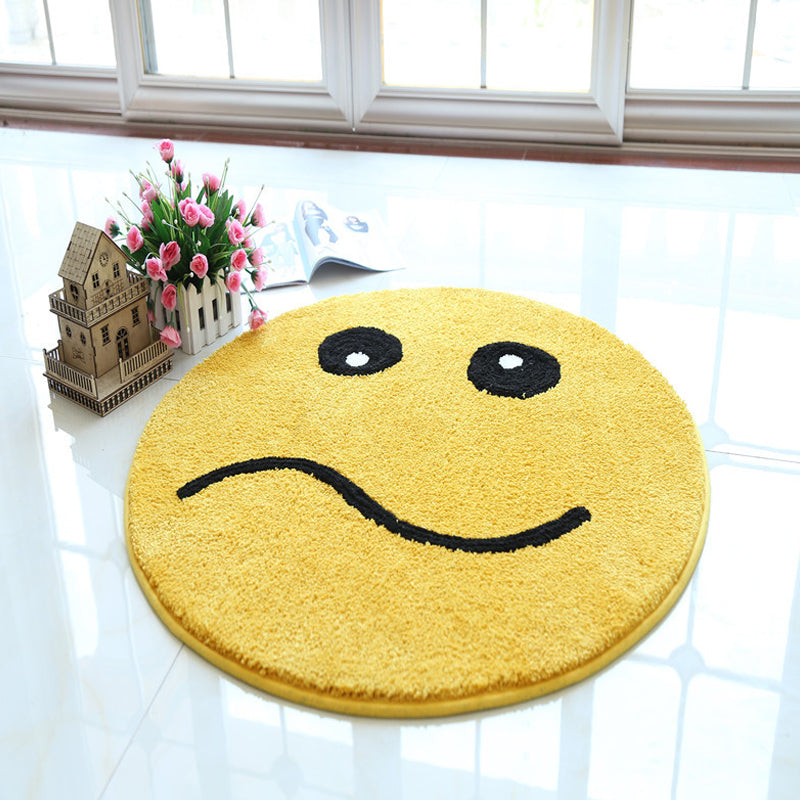 Yellow Emoji Pattern Rug Polyester Modern Rug Pet Friendly Washable Non-Slip Area Rug for Bedroom Light Yellow Clearhalo 'Area Rug' 'Rug' 1792298