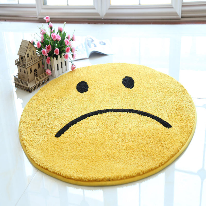 Yellow Emoji Pattern Rug Polyester Modern Rug Pet Friendly Washable Non-Slip Area Rug for Bedroom Dark Yellow Clearhalo 'Area Rug' 'Rug' 1792301