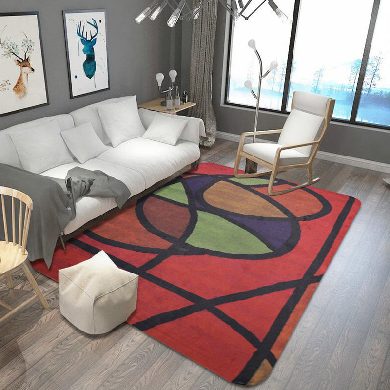 Multicolor Colorblock Rug Polyester Modern Rug Pet Friendly Washable Non-Slip Area Rug for Bedroom Red Clearhalo 'Area Rug' 'Modern' 'Rugs' Rug' 1792329