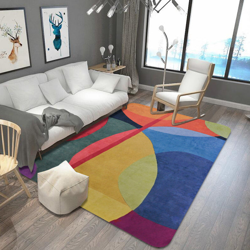 Multicolor Colorblock Rug Polyester Modern Rug Pet Friendly Washable Non-Slip Area Rug for Bedroom Blue Clearhalo 'Area Rug' 'Modern' 'Rugs' Rug' 1792335