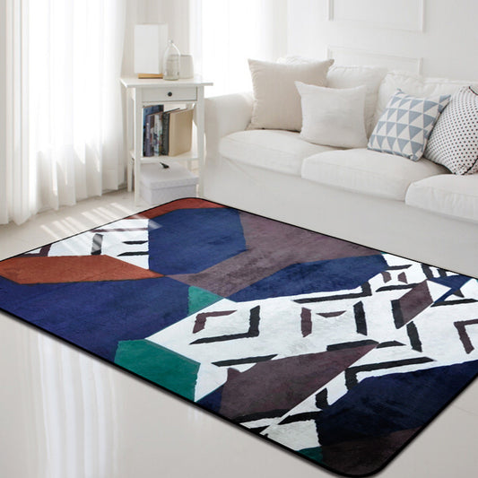 Modern Geometric Pattern Rug Multicolor Polyerster Rug Washable Non-Slip Carpet for Living Room Dark Blue Clearhalo 'Area Rug' 'Modern' 'Rugs' Rug' 1792343