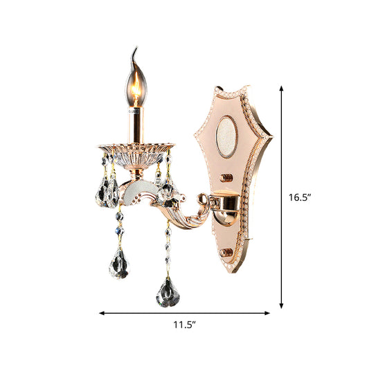 Bare Bulb Sconce Light Fixture Vintage Style Clear Crystal 1/2-Head Gold Finish Wall Mount Light Clearhalo 'Cast Iron' 'Glass' 'Industrial' 'Modern wall lights' 'Modern' 'Tiffany' 'Traditional wall lights' 'Wall Lamps & Sconces' 'Wall Lights' Lighting' 1792609