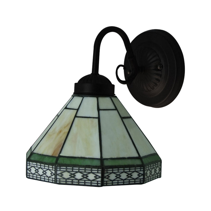 Geometric Wall Sconce Lighting Traditional 1 Light Stained Glass Wall Light for Dining Room Clearhalo 'Industrial' 'Middle century wall lights' 'Tiffany wall lights' 'Tiffany' 'Wall Lamps & Sconces' 'Wall Lights' Lighting' 179475