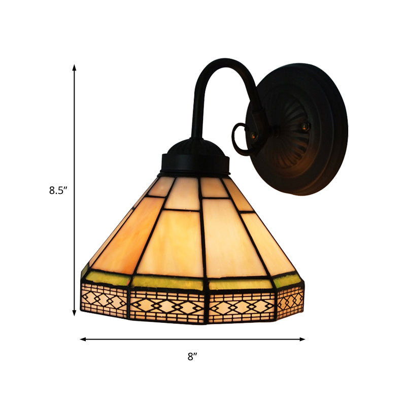 Geometric Wall Sconce Lighting Traditional 1 Light Stained Glass Wall Light for Dining Room Clearhalo 'Industrial' 'Middle century wall lights' 'Tiffany wall lights' 'Tiffany' 'Wall Lamps & Sconces' 'Wall Lights' Lighting' 179476