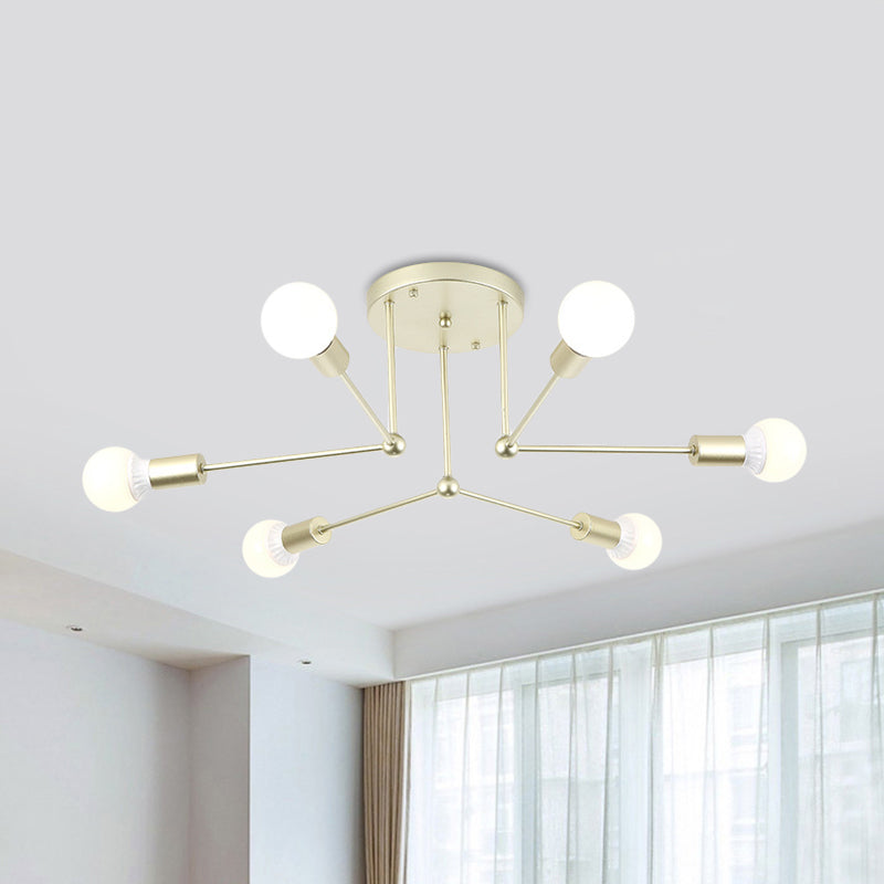 Metal Linear Semi Ceiling Mount Light Kid Bedroom Living Room Contemporary Ceiling Lamp Clearhalo 'Ceiling Lights' 'Close To Ceiling Lights' 'Close to ceiling' 'Semi-flushmount' Lighting' 1796046