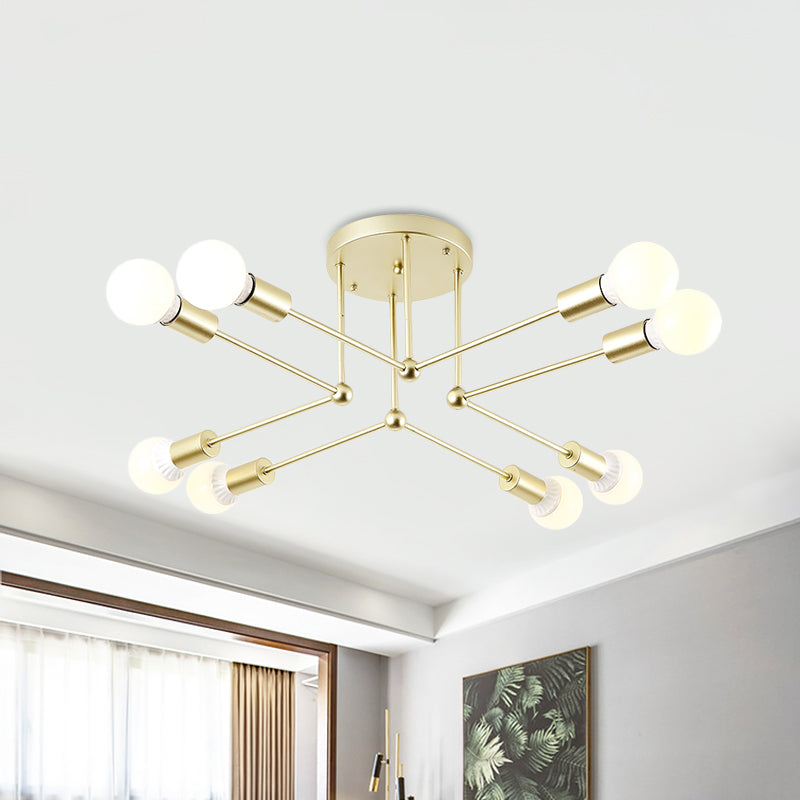 Metal Linear Semi Ceiling Mount Light Kid Bedroom Living Room Contemporary Ceiling Lamp Clearhalo 'Ceiling Lights' 'Close To Ceiling Lights' 'Close to ceiling' 'Semi-flushmount' Lighting' 1796050