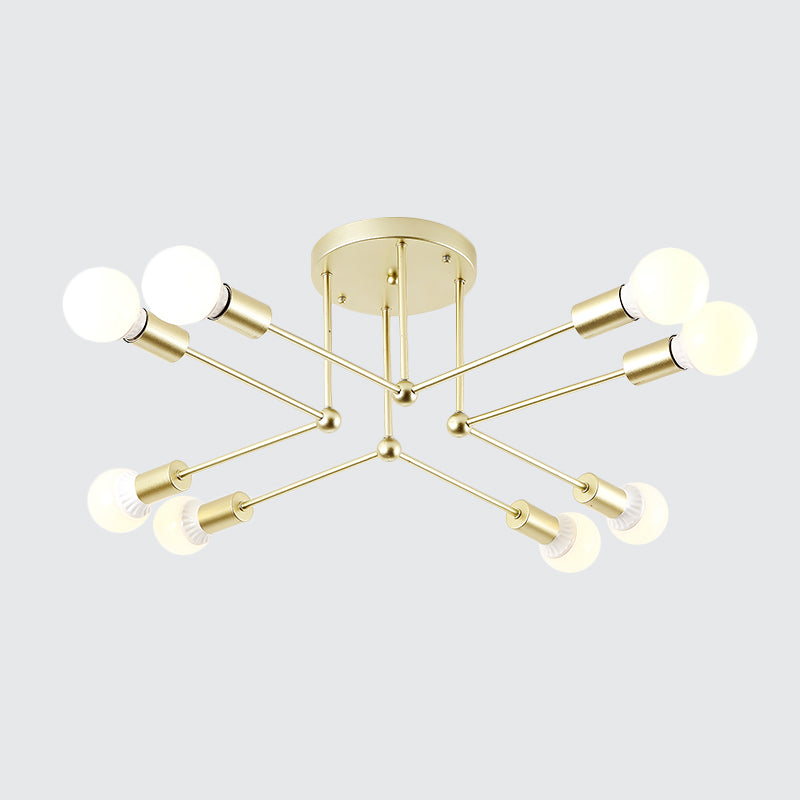 Metal Linear Semi Ceiling Mount Light Kid Bedroom Living Room Contemporary Ceiling Lamp Clearhalo 'Ceiling Lights' 'Close To Ceiling Lights' 'Close to ceiling' 'Semi-flushmount' Lighting' 1796052