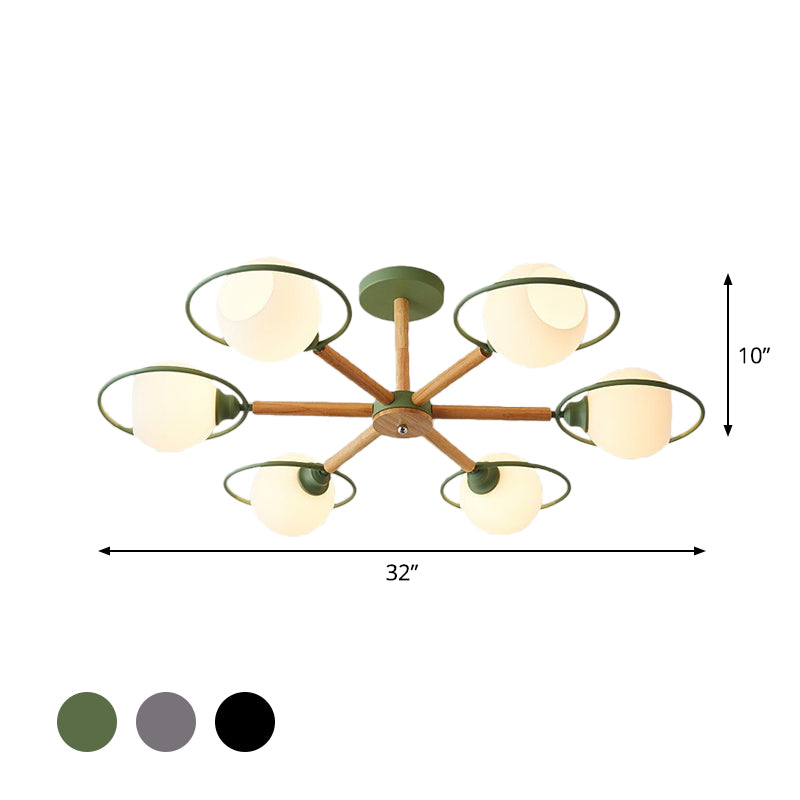 White Sphere Shade Ceiling Light Nordic Style Frosted Glass Ceiling Mount Light with Ring for Dining Room Clearhalo 'Ceiling Lights' 'Close To Ceiling Lights' 'Close to ceiling' 'Semi-flushmount' Lighting' 1796062