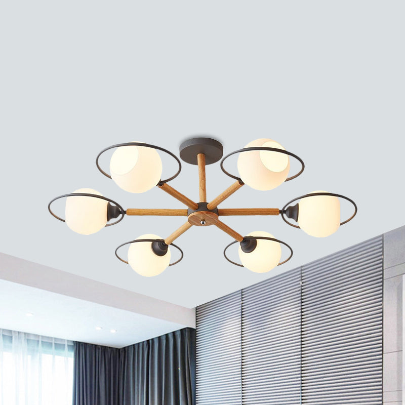 White Sphere Shade Ceiling Light Nordic Style Frosted Glass Ceiling Mount Light with Ring for Dining Room Clearhalo 'Ceiling Lights' 'Close To Ceiling Lights' 'Close to ceiling' 'Semi-flushmount' Lighting' 1796068