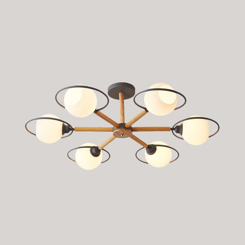 White Sphere Shade Ceiling Light Nordic Style Frosted Glass Ceiling Mount Light with Ring for Dining Room Clearhalo 'Ceiling Lights' 'Close To Ceiling Lights' 'Close to ceiling' 'Semi-flushmount' Lighting' 1796070