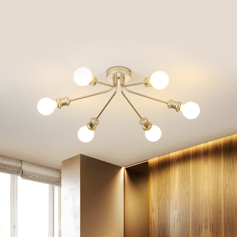 Elegant Style Semi Flush Ceiling Light Slim Linear Metallic Ceiling Lamp for Kid Bedroom Clearhalo 'Ceiling Lights' 'Close To Ceiling Lights' 'Close to ceiling' 'Semi-flushmount' Lighting' 1796080