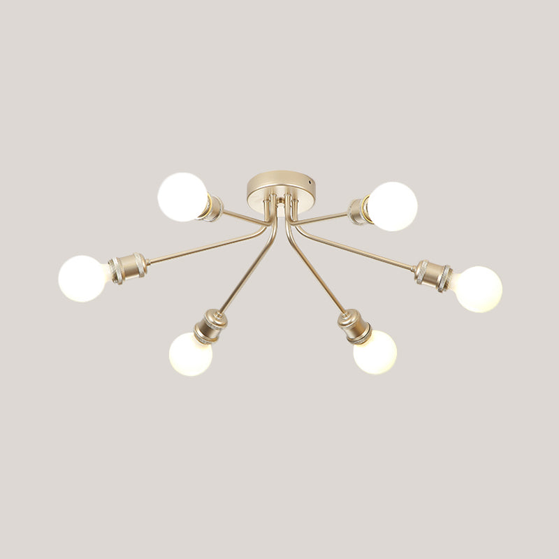 Elegant Style Semi Flush Ceiling Light Slim Linear Metallic Ceiling Lamp for Kid Bedroom Clearhalo 'Ceiling Lights' 'Close To Ceiling Lights' 'Close to ceiling' 'Semi-flushmount' Lighting' 1796082